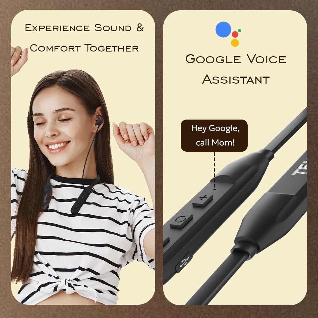 Tempt Rush X Neckband with 20 Hours Bluetooth Black