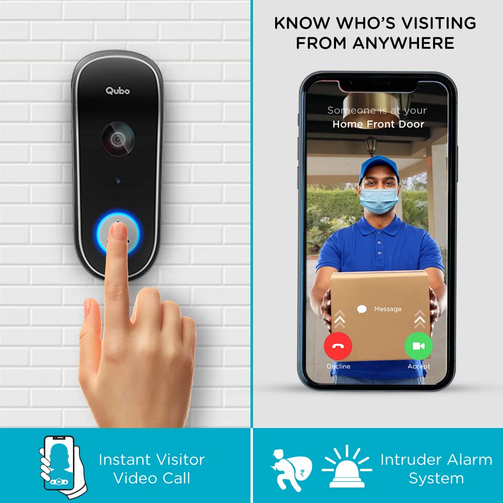 Qubo Smart WiFi Wireless Video Doorbell ULTRA OC-HCD02BL