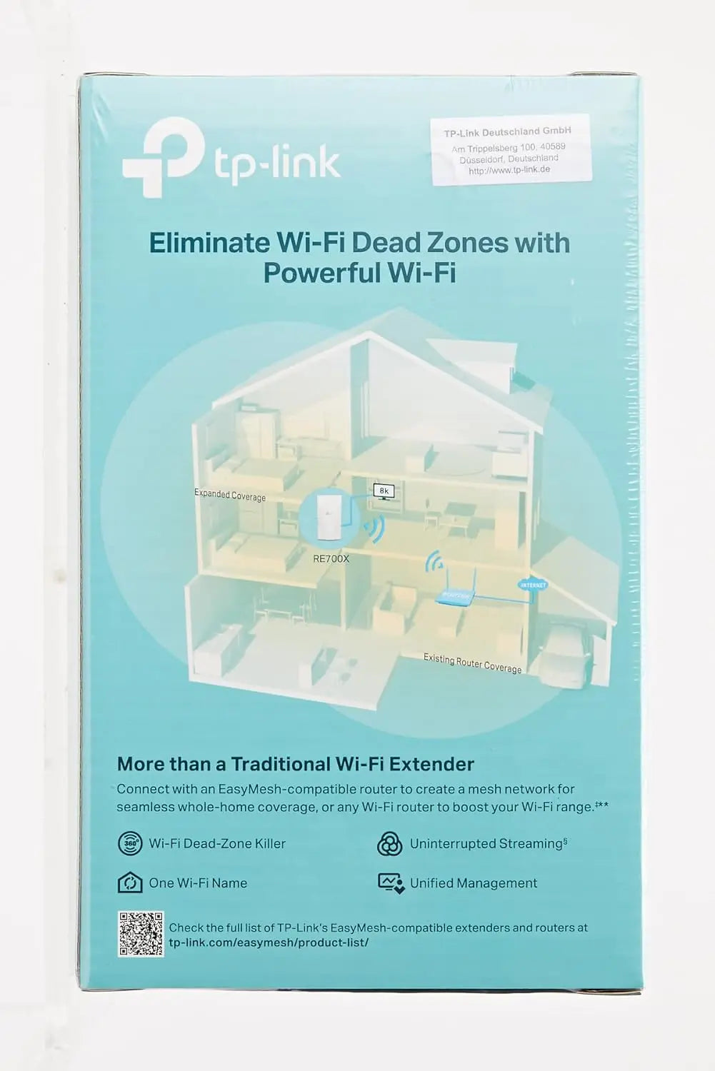 TP-Link AX3000 Mesh Dual Band Wi-Fi 6 Range Extender RE700X