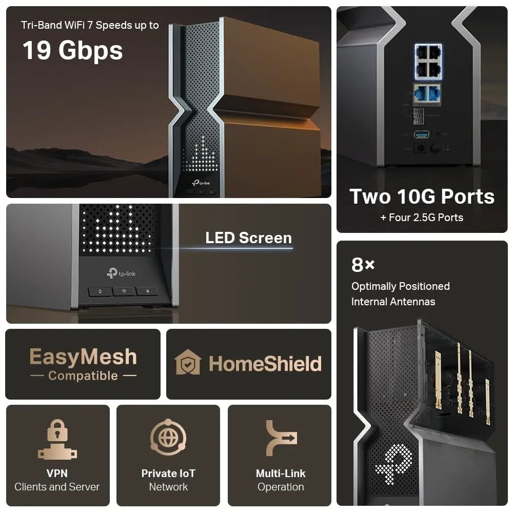 TP-Link Archer BE800  BE19000 Tri-Band Wi-Fi 7 Router