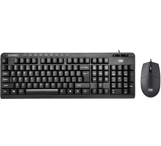 TVS Electronics Champ Executive Multimedia Combo USB Wired Keyboard and Mouse Set 10 Million+ keystrokes  Multimedia Functions Black