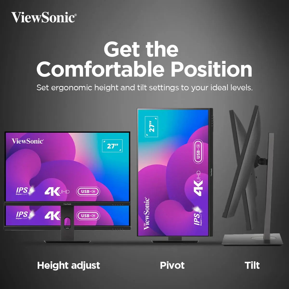 ViewSonic VX2762U-4K 27" 60Hz HDR10 4K UHD IPS HDR10 USB Type-C Monitor with Speakers My Store