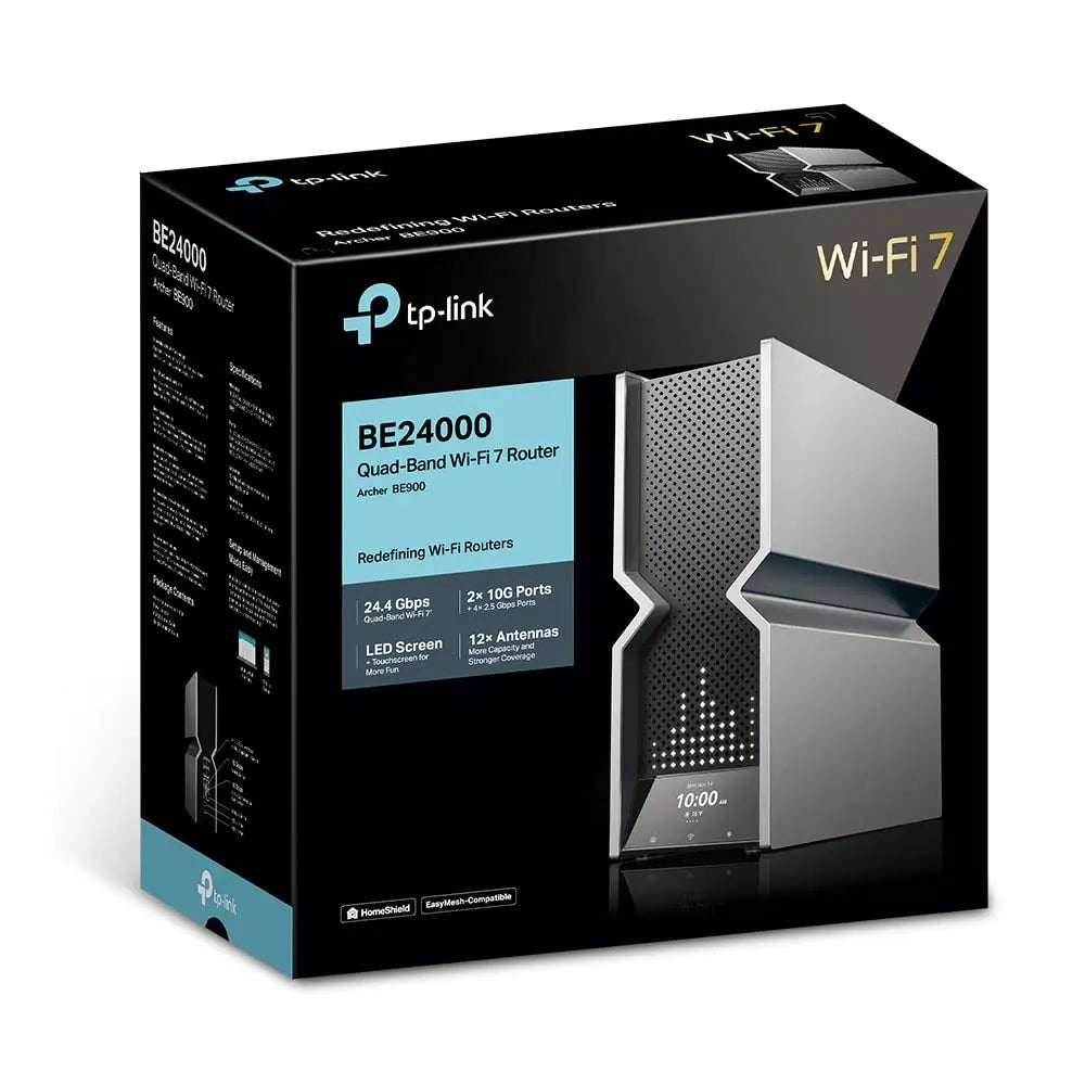 TP-Link Archer BE900 V2 BE24000 Quad-Band LED Screen Easy Mesh Wi-Fi 7 Router