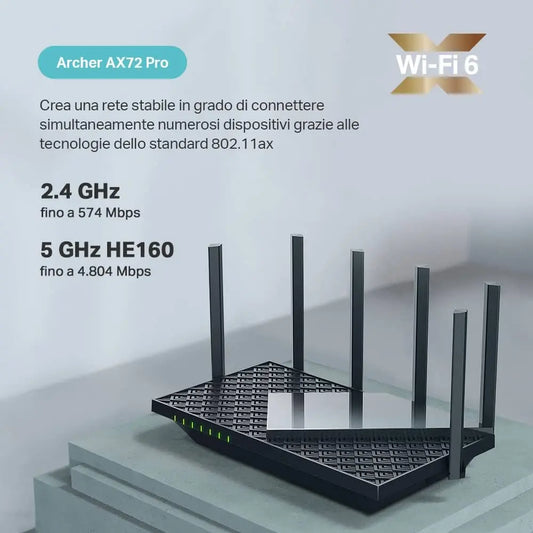 TP-Link AX5400 Archer AX72 Pro Dual-Band EasyMesh Wi-Fi 6 Router - Black