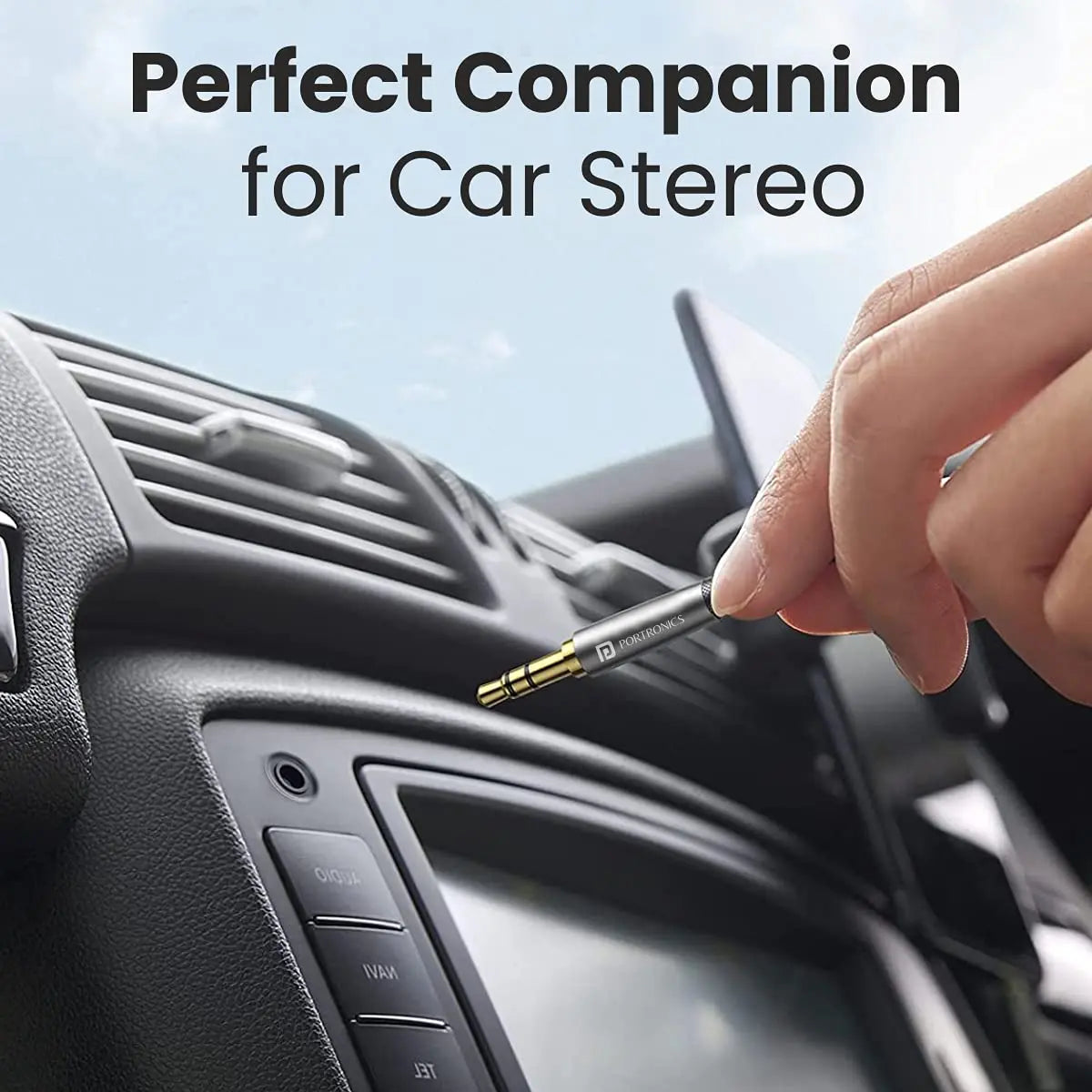 Portronics Konnect Aux 6 1.5 meter Long Spiral AUX Cable Black