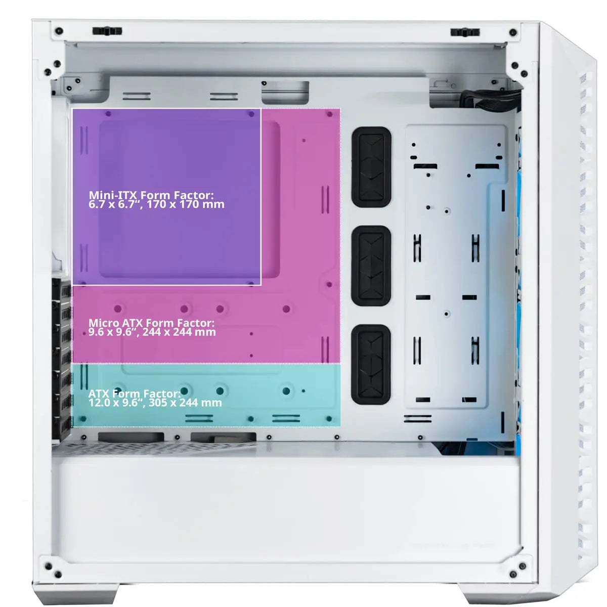 Cooler Master MasterBox MB520 Mesh ARGB E-ATX Mid-Tower Computer Cabinet with Pre-Installed Fans - White