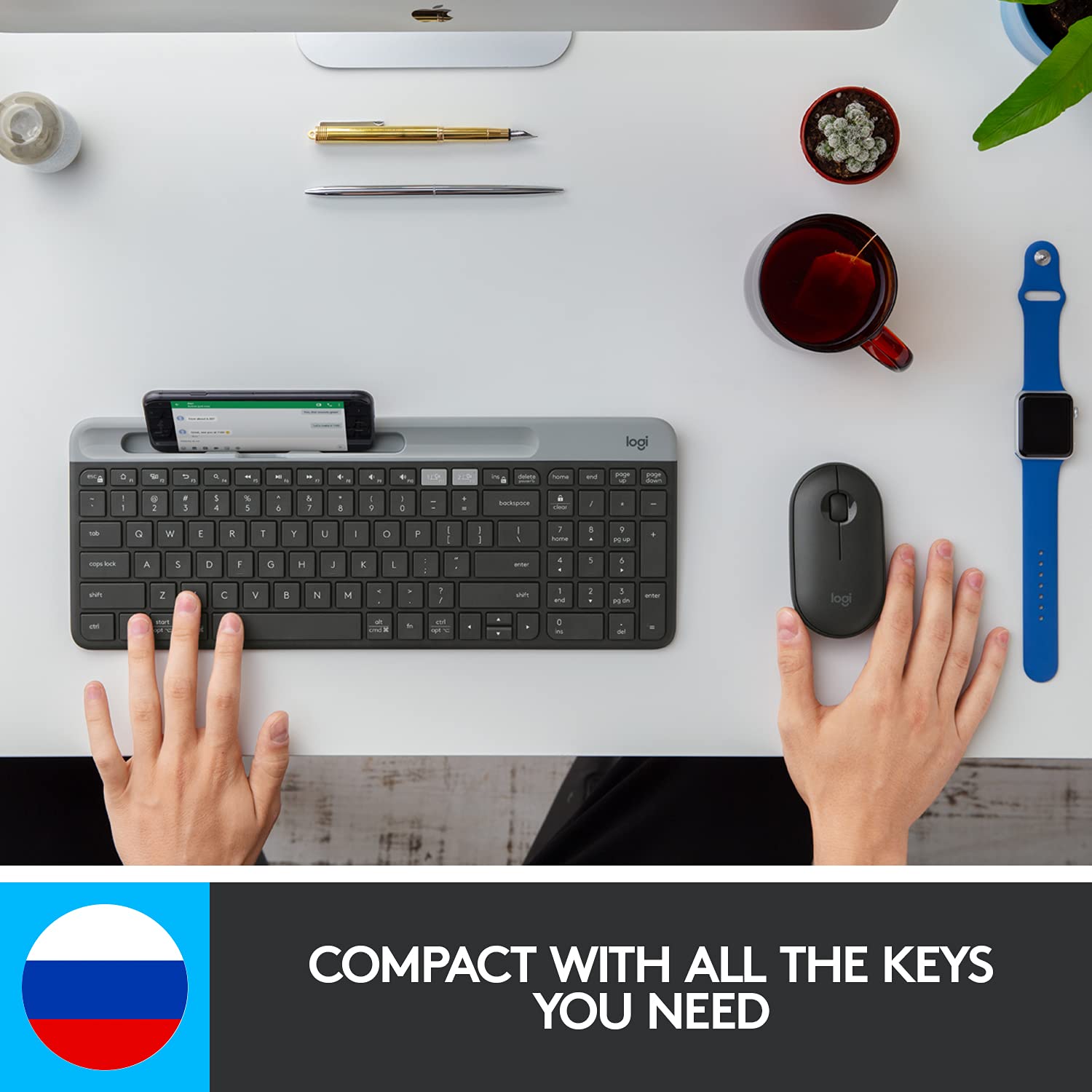 Logitech K580 Slim Multi-Device Wireless Keyboard – Bluetooth Receiver Graphite