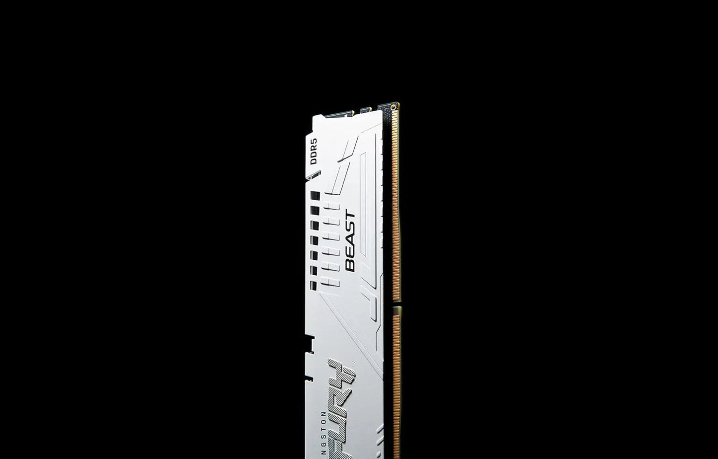Kingston Fury Beast 16GB DDR5 RAM 5200MHz CL40 UDIMM Gaming Desktop Memory - White
