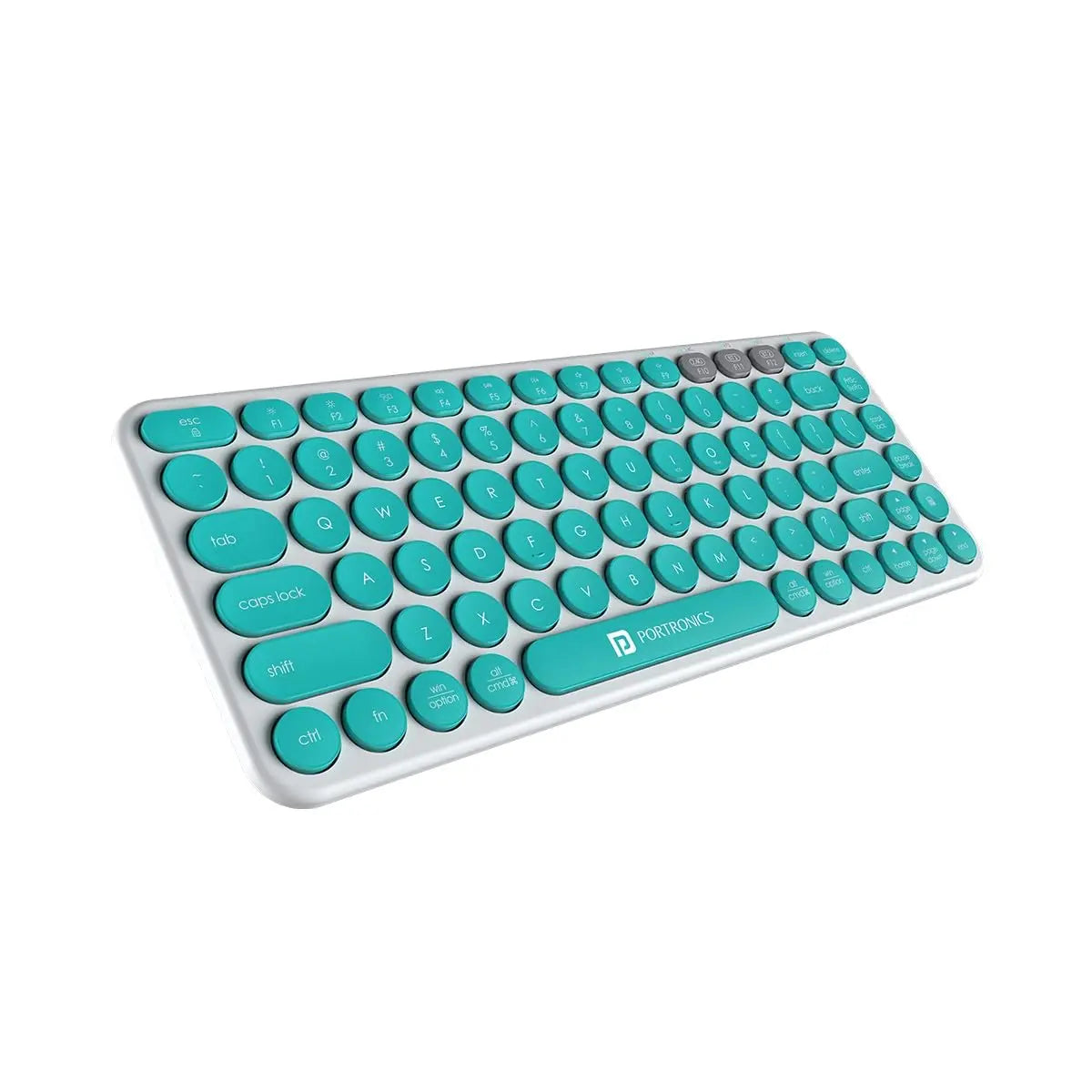Portronics Bubble 2.0 Wireless Keyboard with Bluetooth + 2.4 GHz Receiver, Connect 3 Devices Blue