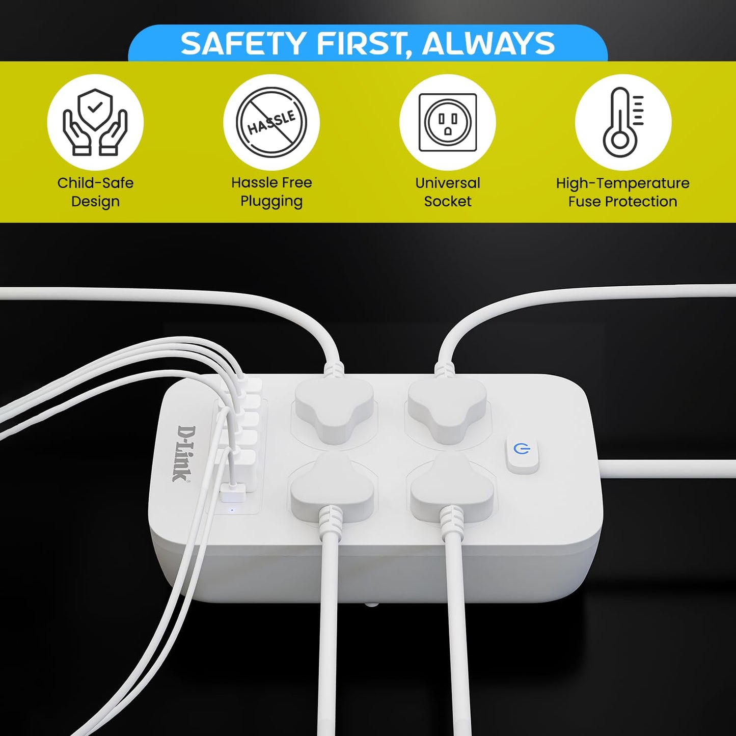 Dlink Addon Spike Extension cord Power strip 1500W DPA-F451