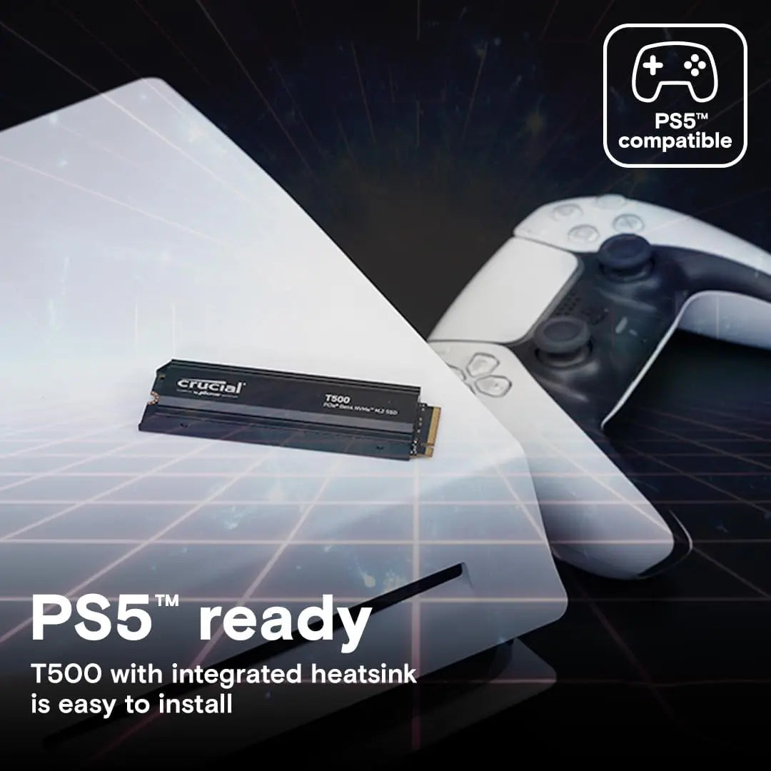 Crucial T500 4TB PCIe Gen4 NVMe M.2 Internal Gaming SSD with Heatsink - Black My Store