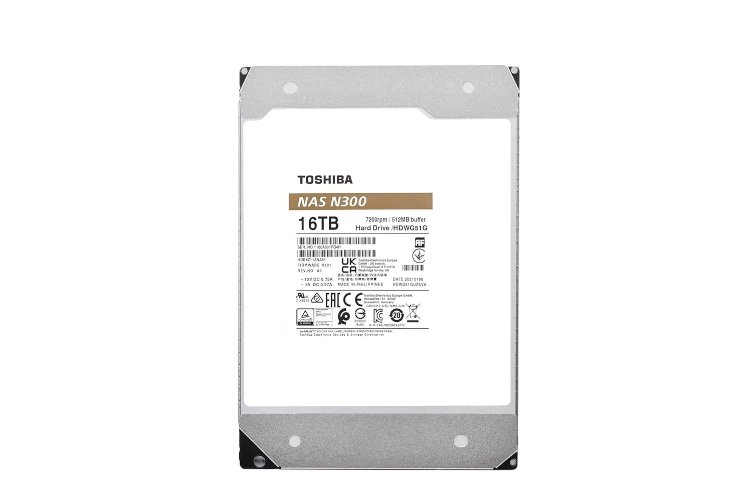 Toshiba N300 16TB 3.5" SATA 6Gb/s 7200RPM NAS Internal Hard Disk Drive My Store