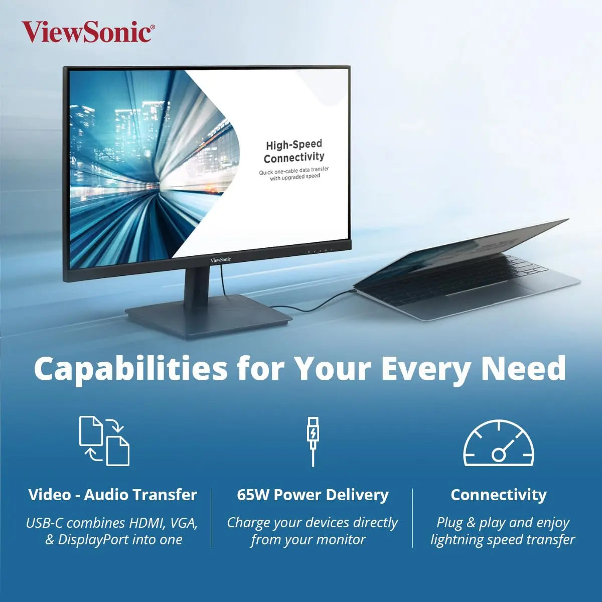 ViewSonic 24 Inch IPS FHD Professional Monitor USB Type-C and 2W Dual Speakers My Store