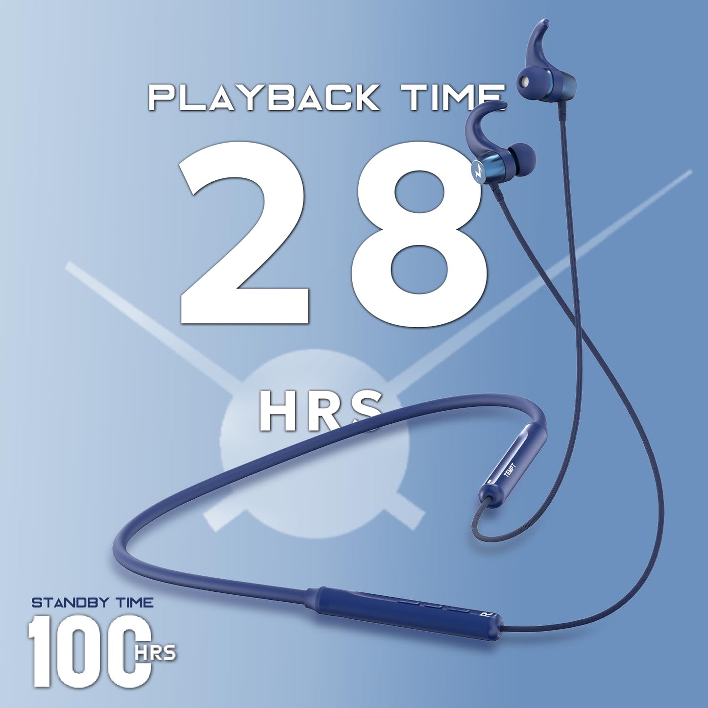 Tempt Groove Bluetooth 5.2 Neckband with OxyAcoustics Technology Navy Blue