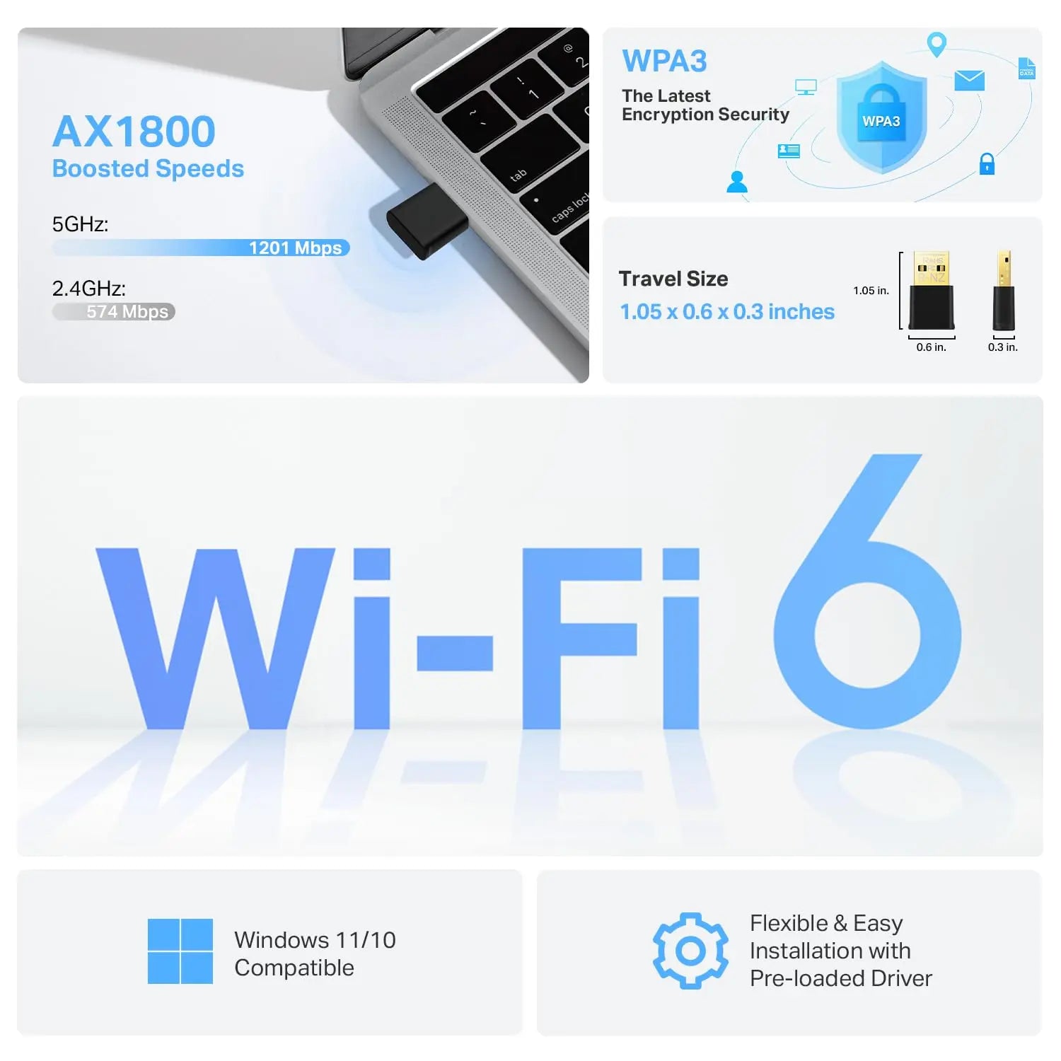 TP Link Archer TX20U Nano AX1800 Nano Wi Fi 6 Wireless USB Adapter