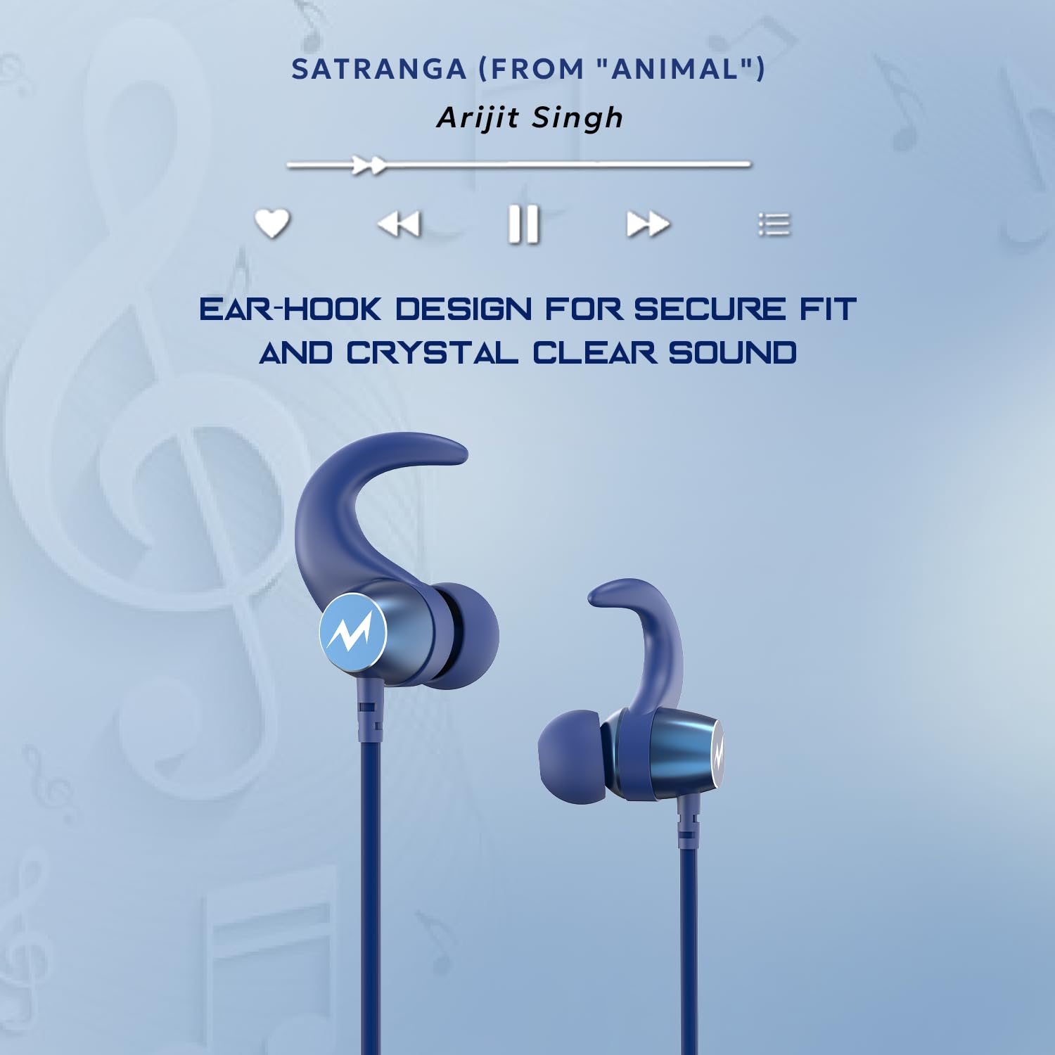 Tempt Groove Bluetooth 5.2 Neckband with OxyAcoustics Technology Navy Blue