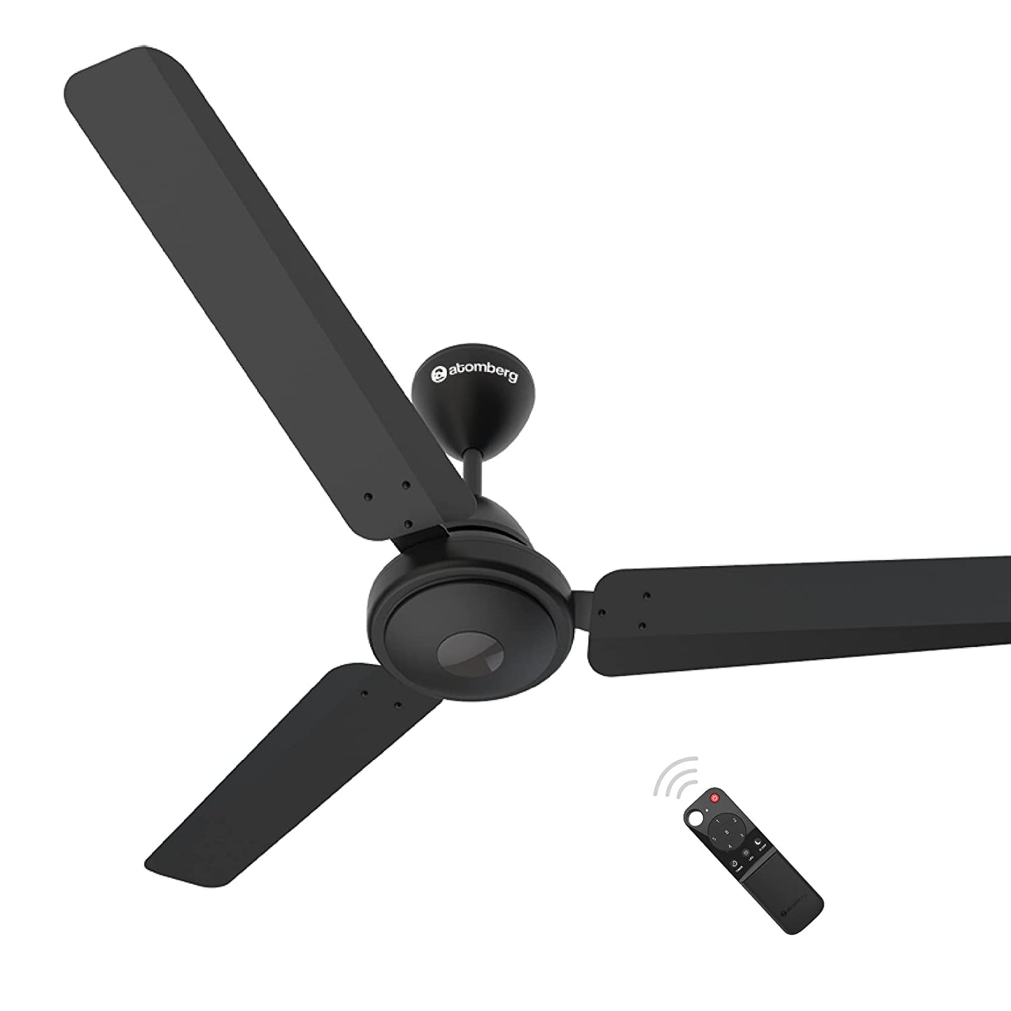 Atomberg Efficio Energy Saving 5 Star Rated 1200 mm 1200 mm BLDC Motor with Remote 3 Blade Ceiling Fan Midnight Black