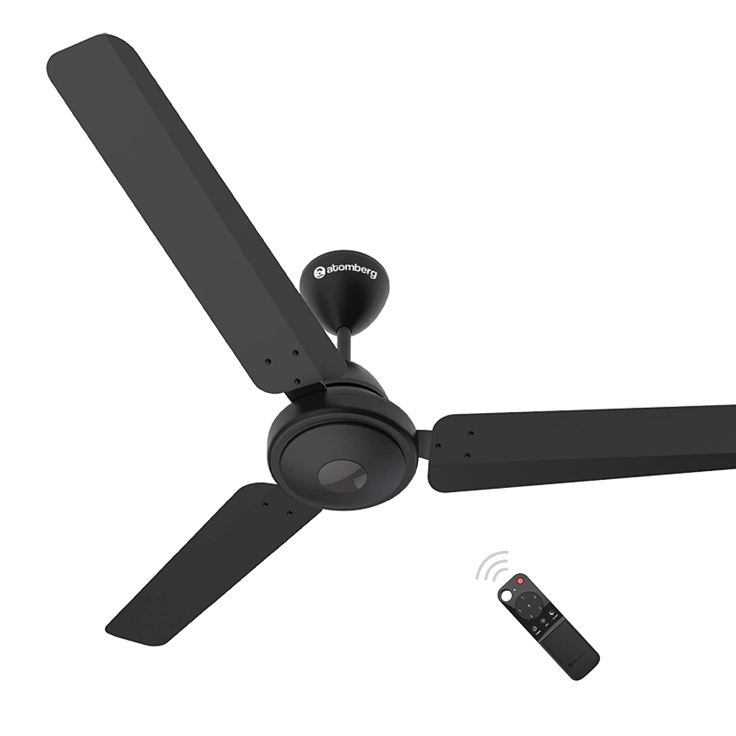 Atomberg Efficio Energy Saving 5 Star Rated 1200 mm 1200 mm BLDC Motor with Remote 3 Blade Ceiling Fan Midnight Black