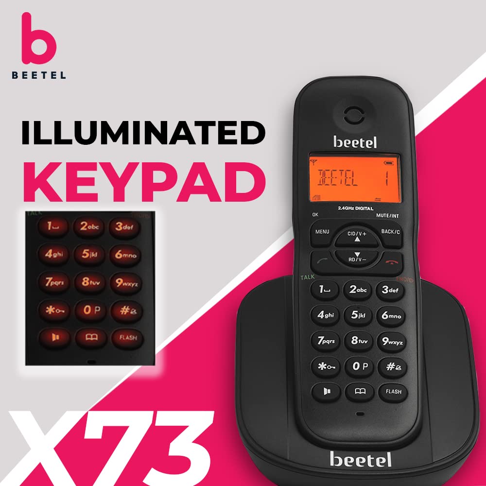 Beetel X-73 Cordless Landline Phone  Black