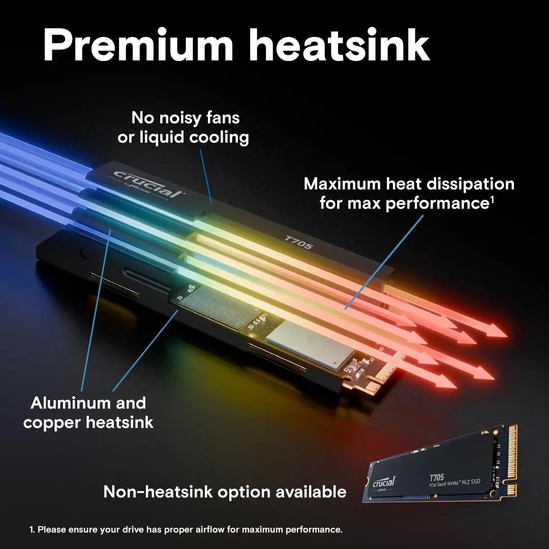 Crucial T705 4TB PCIe Gen5 NVMe M.2 2280 Internal Solid State Drive with Heatsink My Store