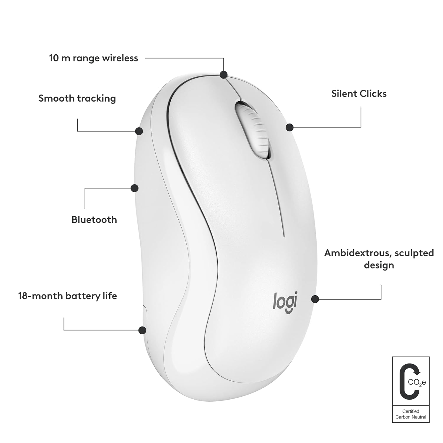 Logitech M240 Silent Bluetooth Wireless Mouse Off White