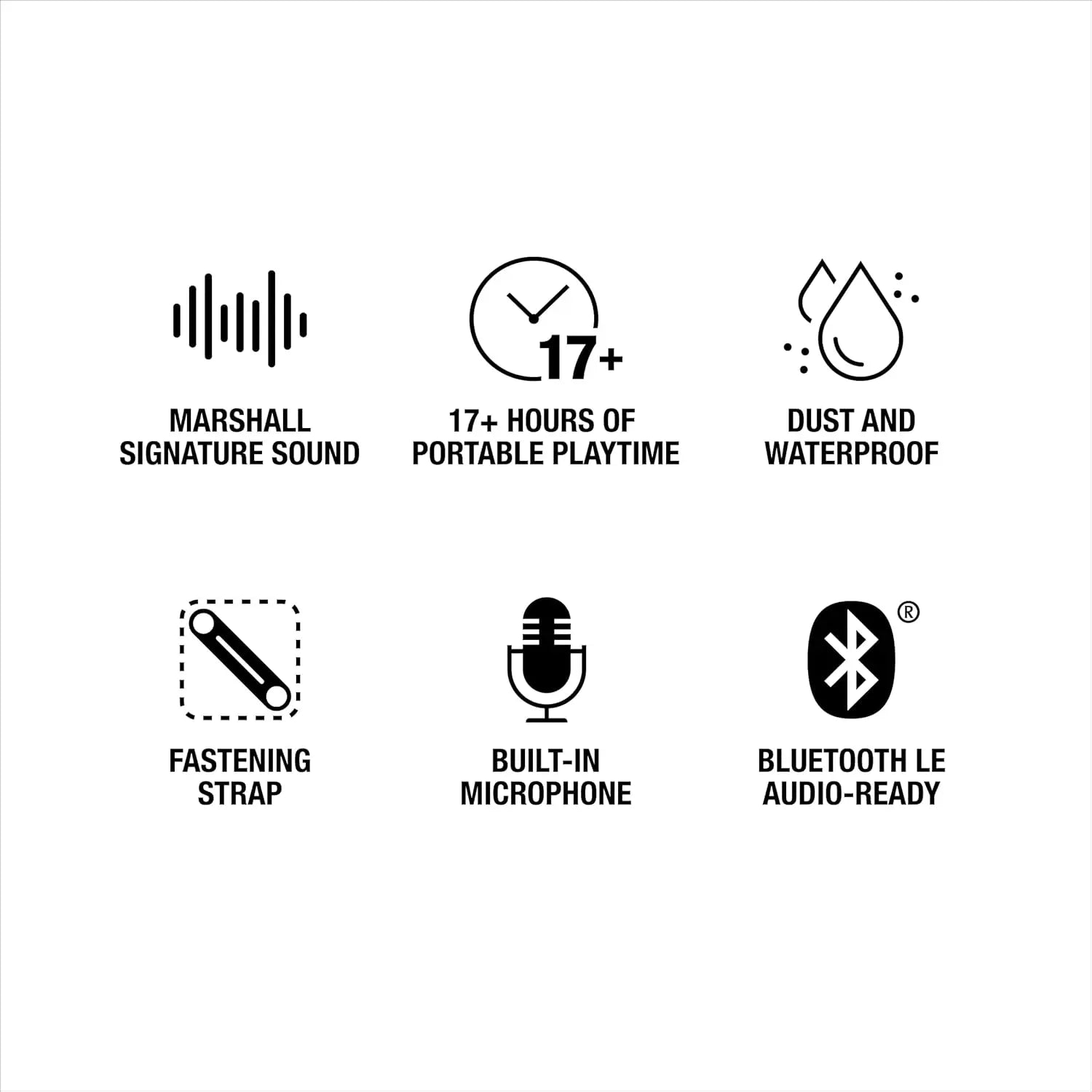 Marshall Willen II Portable Bluetooth Speaker with 17+ Hours of Portable Playtime, Dust & Waterproof (IP67) - Black & Brass.