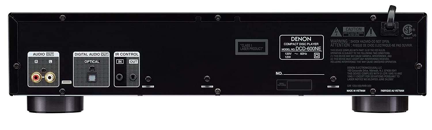 Denon DCD-600NE Compact CD Player in a Vibration-Resistant Design  2 Channels  Pure Direct Mode  Pair with PMA-600NE for Enhanced Sound Quality  Black