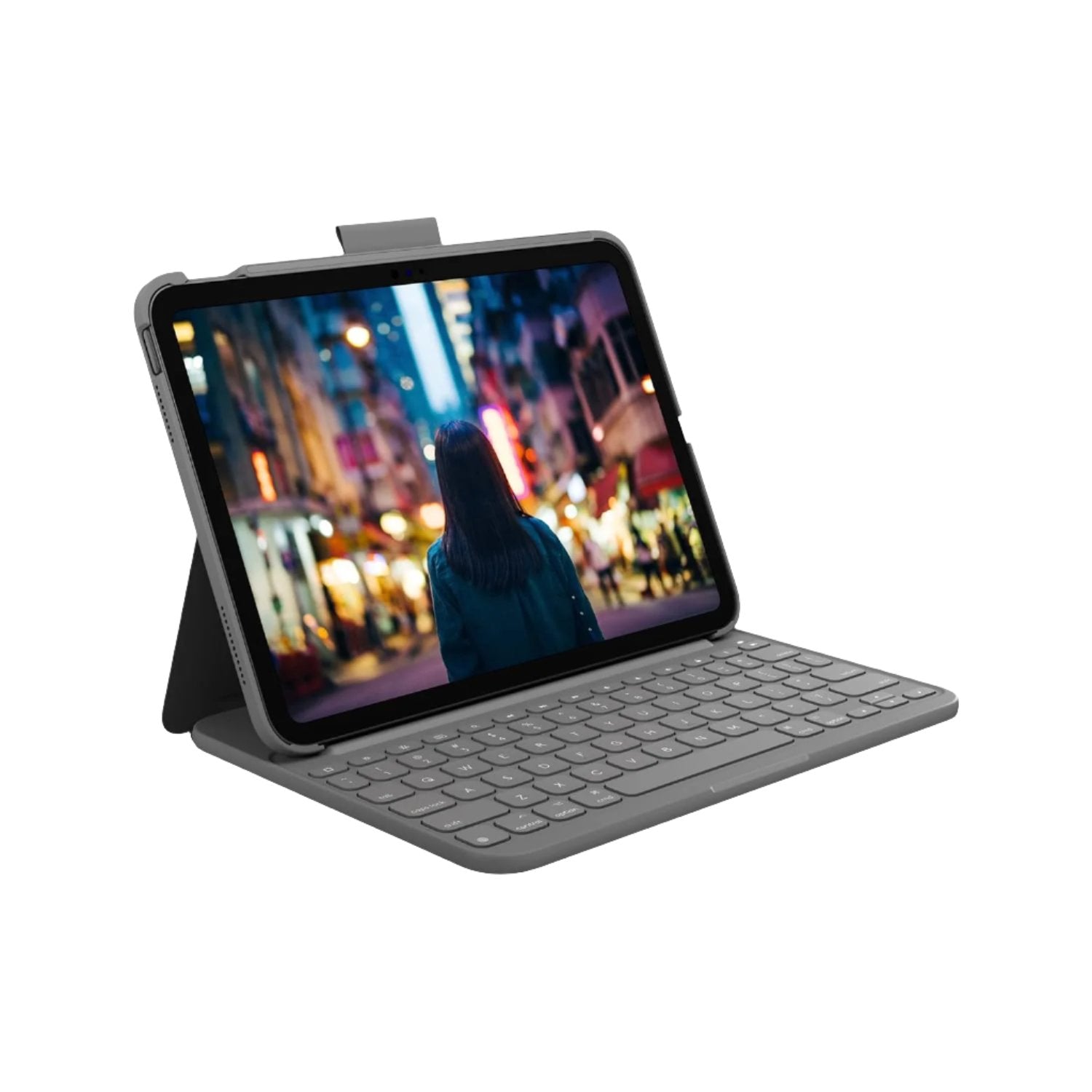 Logitech Slim Folio Keyboard Case for iPad (10th Generation) with Integrated Bluetooth Wireless Keyboard Grey