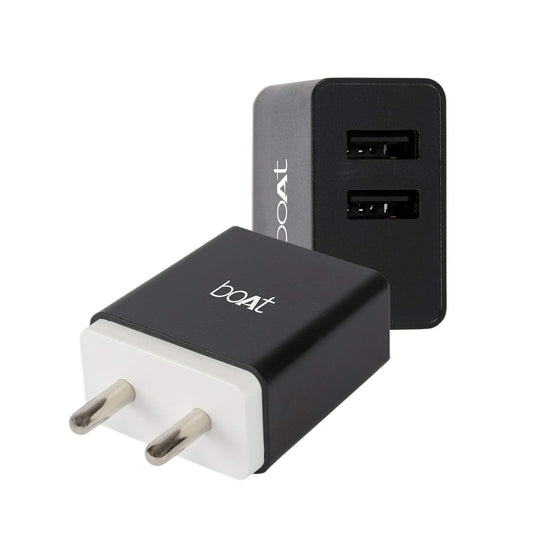 Boat WCD 3.1 A Smart Charging Adapter 15W with Dual Ports and Smart IC Protection Black