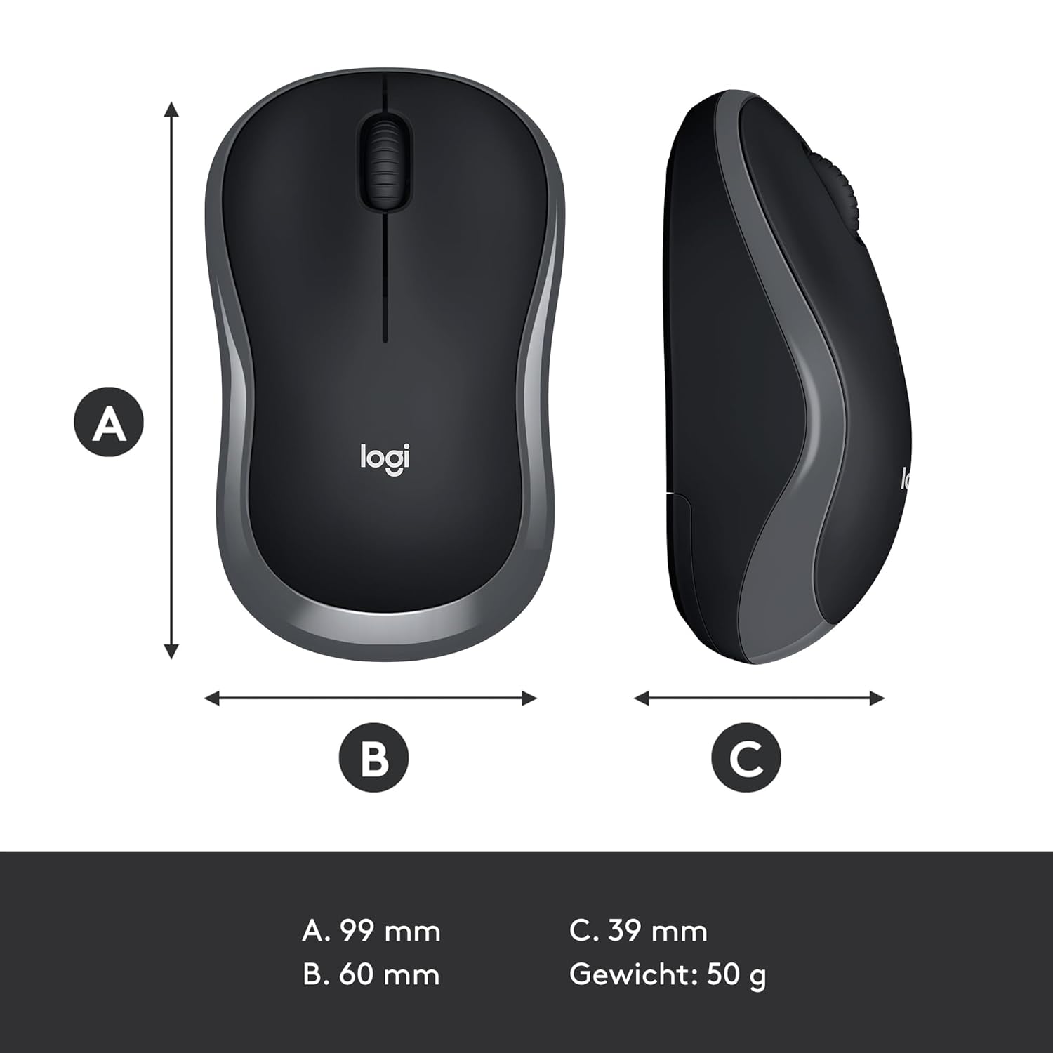 Logitech M185 Wireless Mouse Grey