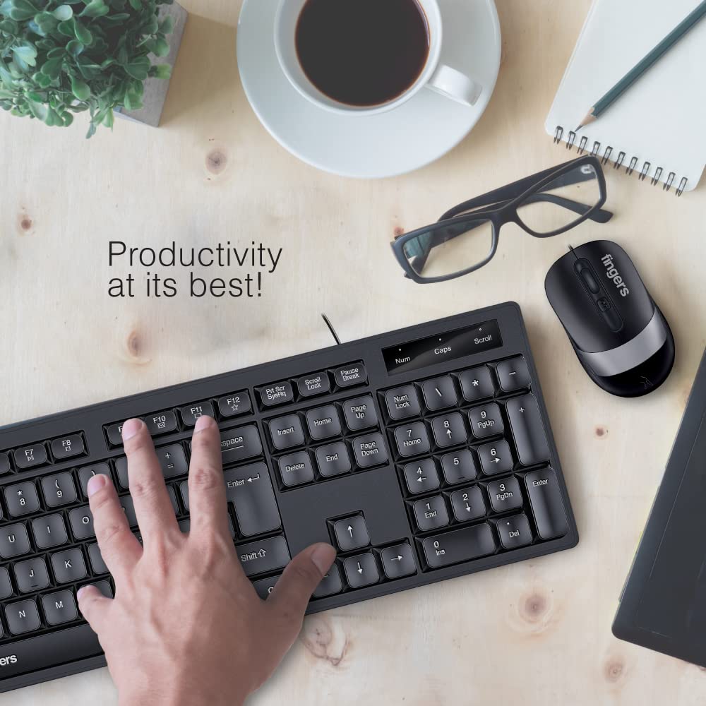Fingers Cheesy  Wired Keyboard and Mouse Combo Black