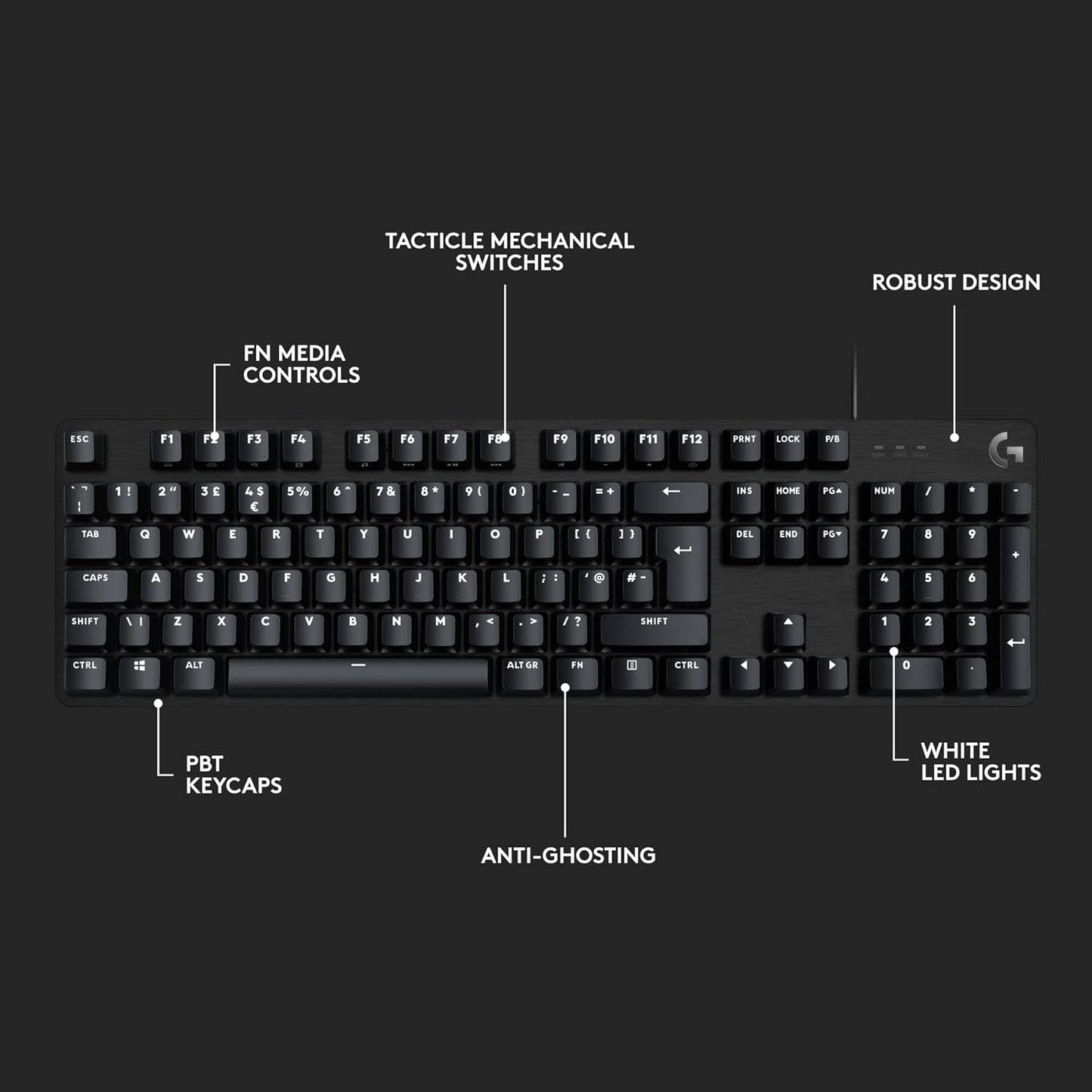 Logitech G413 Se Wired Mechanical Gaming Keyboard - Compact Backlit Keyboard with Tactile Mechanical Switches