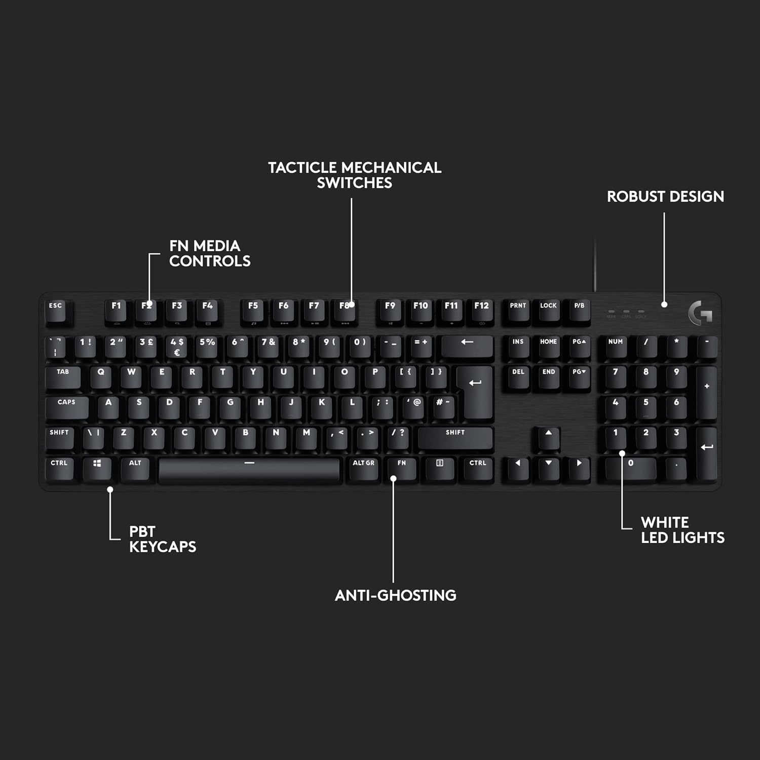 Logitech G413 Se Wired Mechanical Gaming Keyboard - Compact Backlit Keyboard with Tactile Mechanical Switches