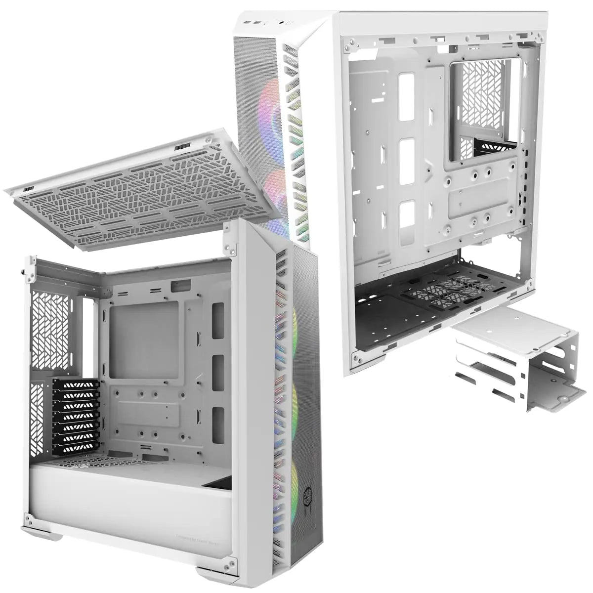 Cooler Master MasterBox MB520 Mesh ARGB E-ATX Mid-Tower Computer Cabinet with Pre-Installed Fans - White
