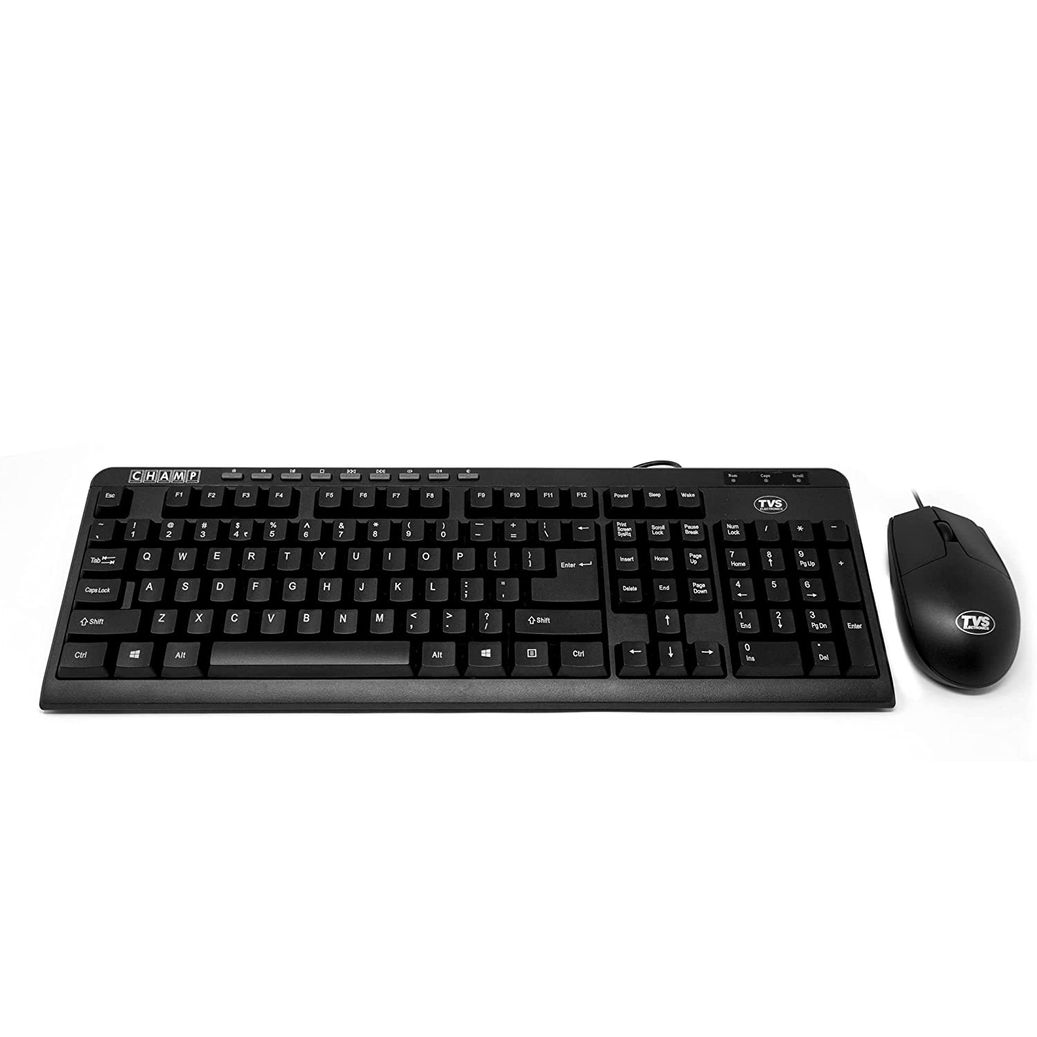 TVS Electronics Champ Executive Multimedia Combo USB Wired Keyboard and Mouse Set 10 Million+ keystrokes  Multimedia Functions Black