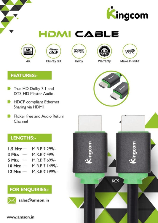 Kingcom KC9 High Speed HDMI Ethernet and ARC Cable 5M