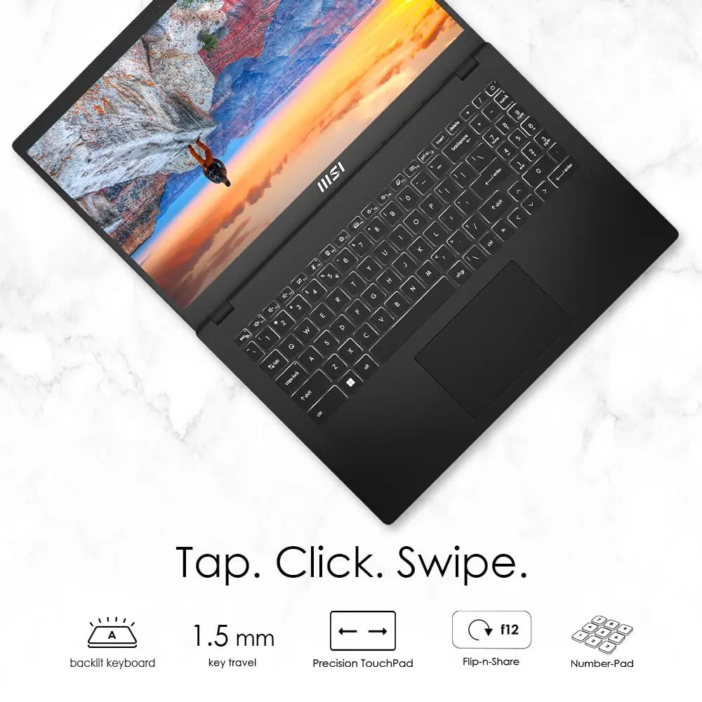 MSI Modern 15 15 B12MO-1006IN 12th Gen Intel Core i7 Processor/16GB Ram/512G SSD/Win11/Intel Iris Xe Graphics Card/Microsoft Office Home & Student 2021/Screen Inch 15.6/Black