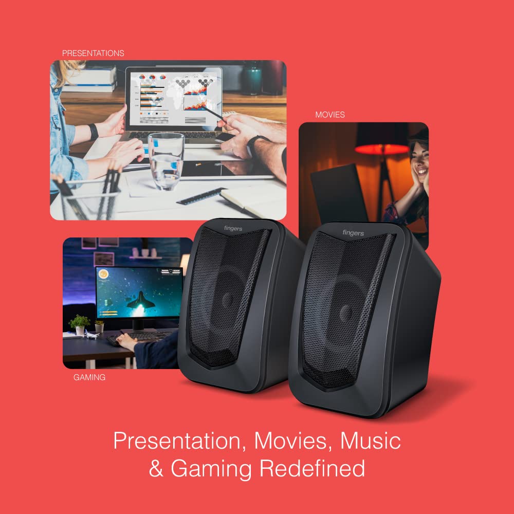 Fingers FunBeats Wired Speaker 6 W 2.0 Channel  Powerful Bass Black