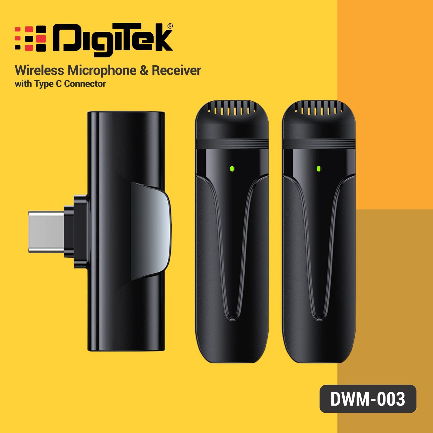 Digitek Wireless microphone DWM 003 - 2 Transmitter Units 1 Receiver with Type C Connectivity