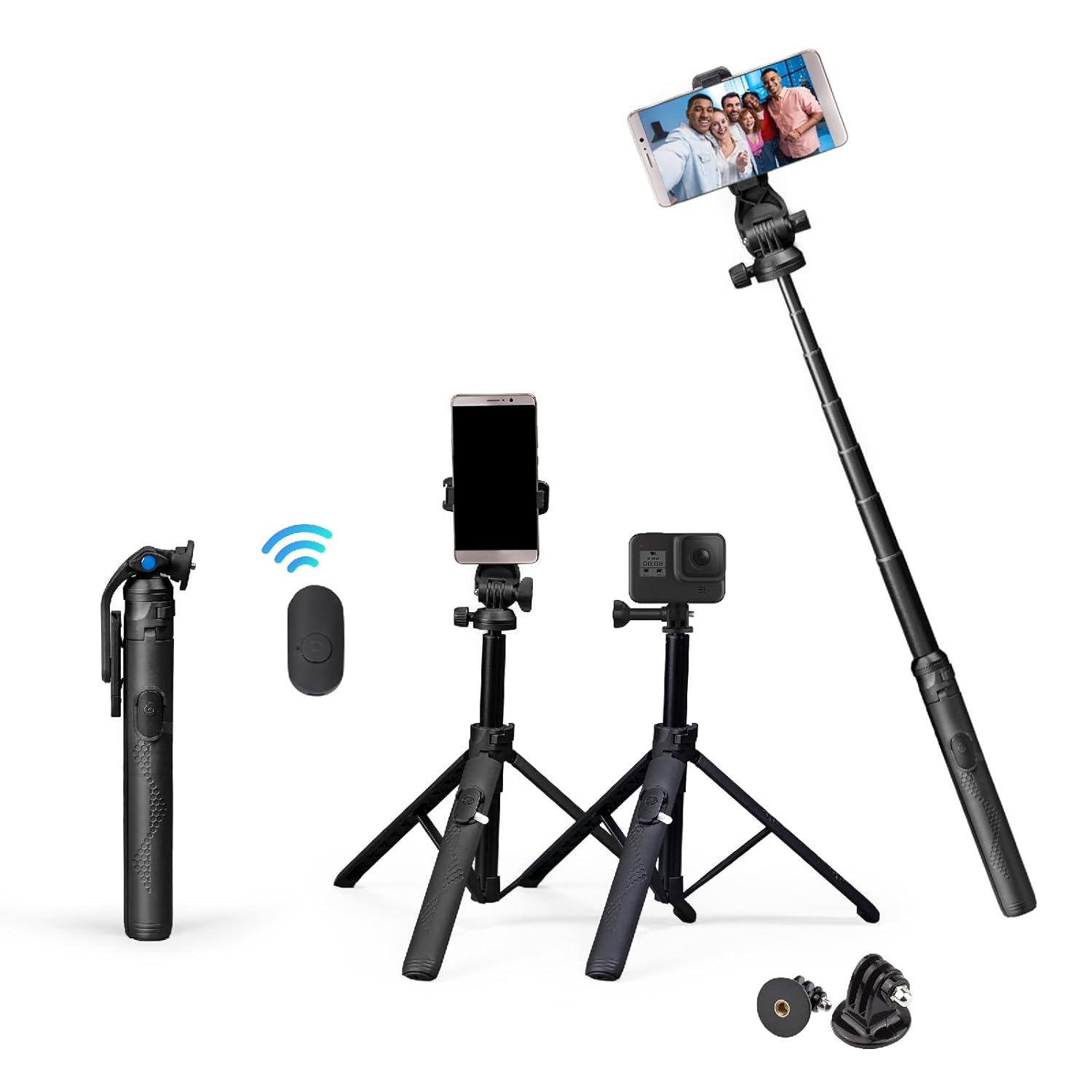Digitek DTR-525 SS Portable Long Tripod Selfie Stick with 3 Legs Tripod