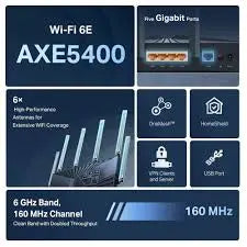 TP-Link AXE5400 Archer AXE75 Tri-Band Gigabit OneMesh Wi-Fi 6E Router