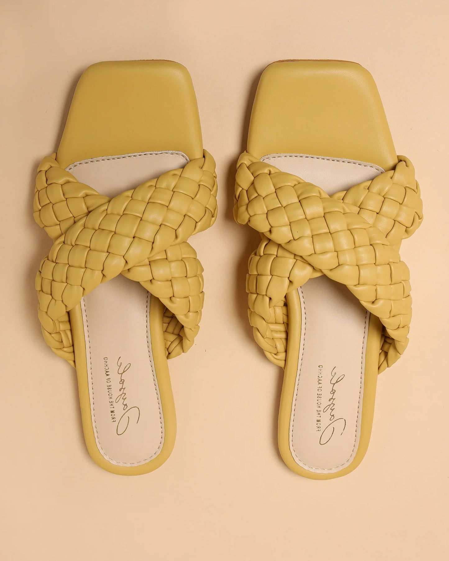 Blazing Yellow Braided Flats My Store