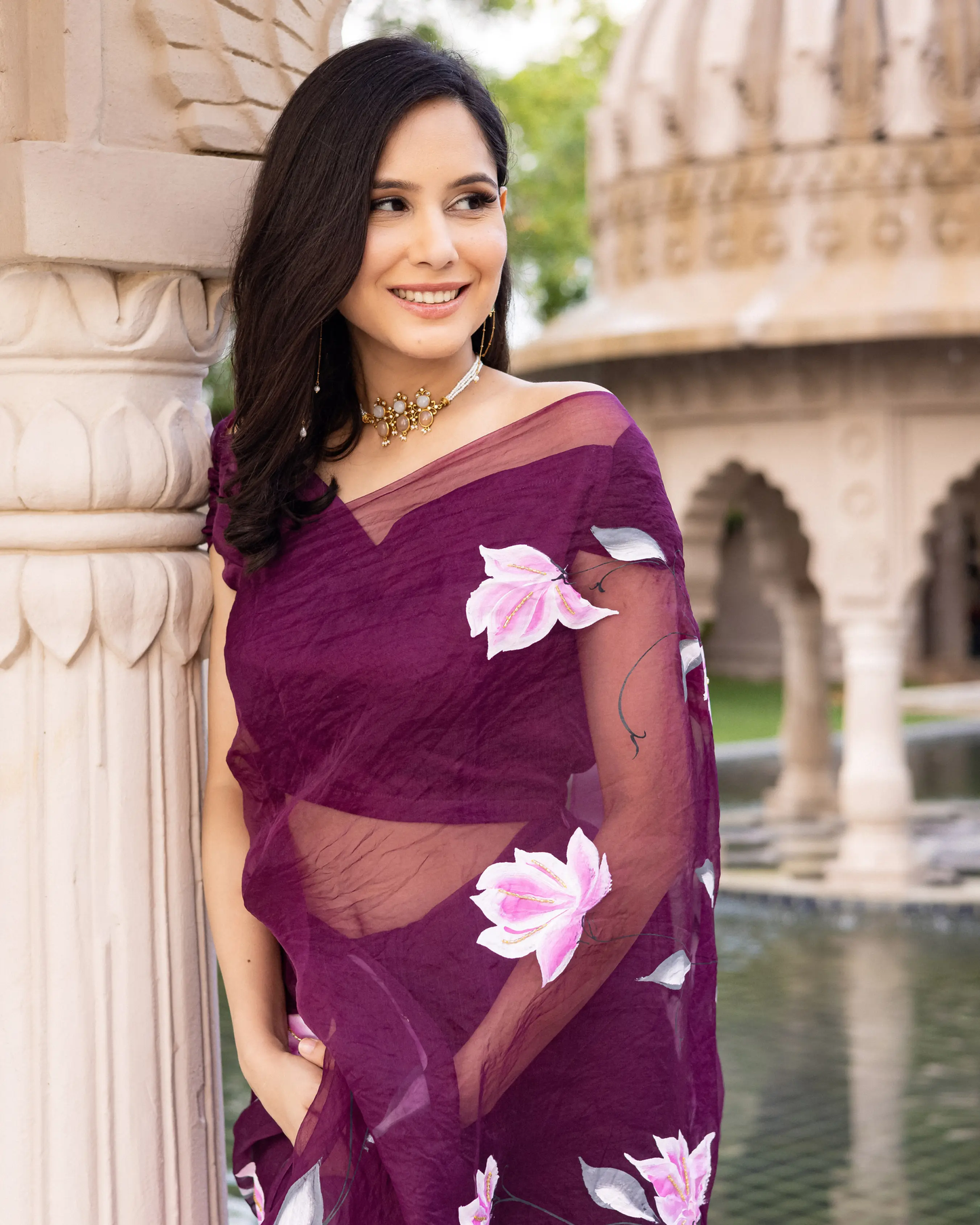 Ragmala Handpainted Organza Saree My Store