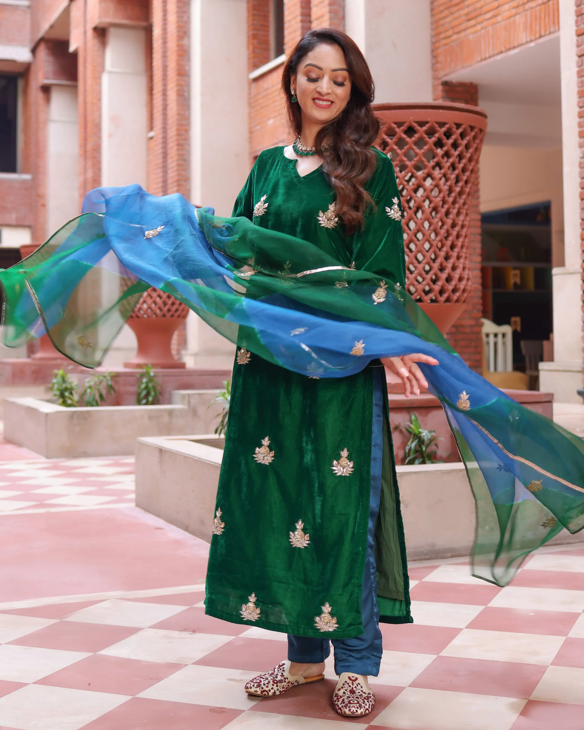 Classic Green Velvet Handcrafted Suit Set My Store