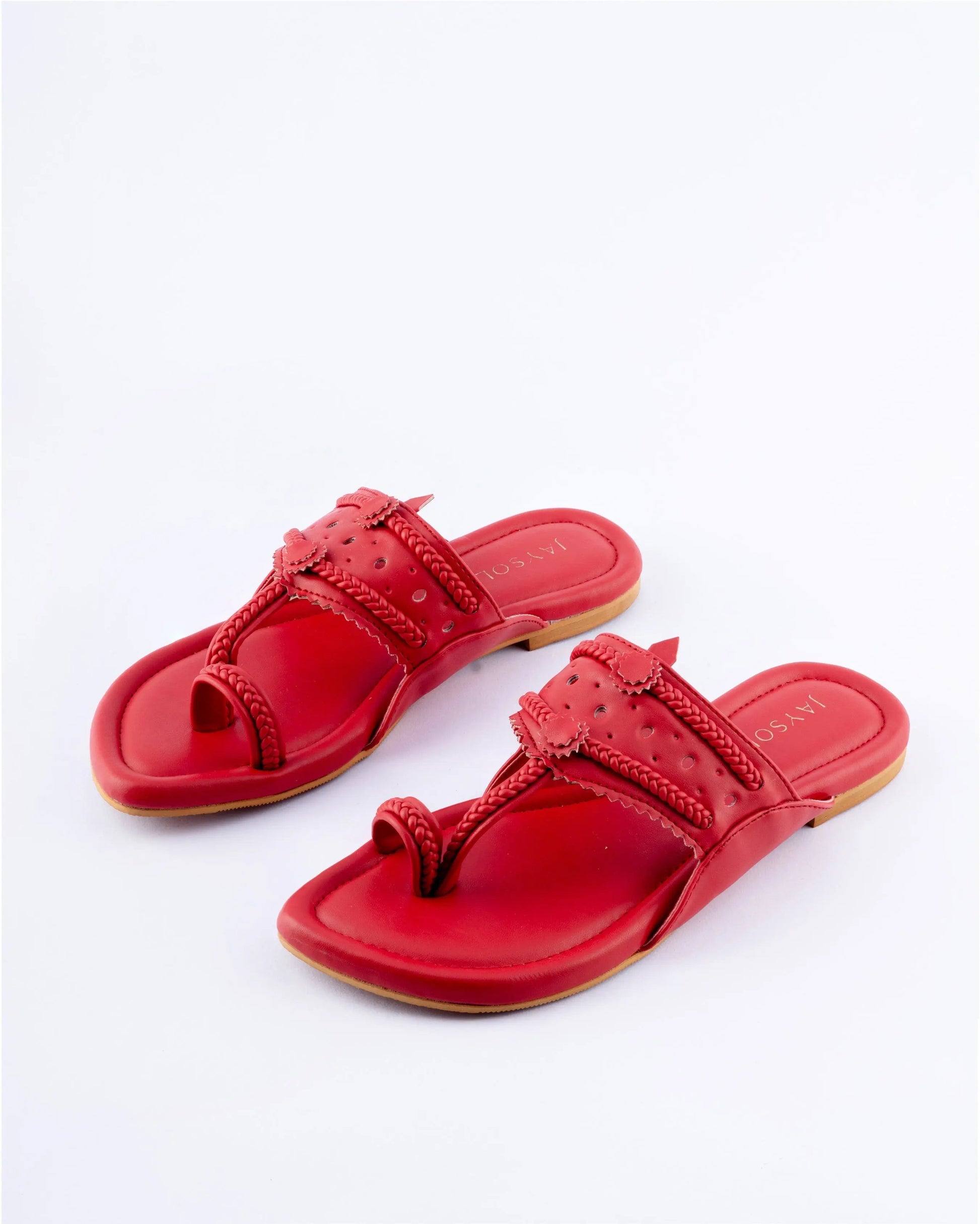 Indian Red Solid Kolha Flats My Store