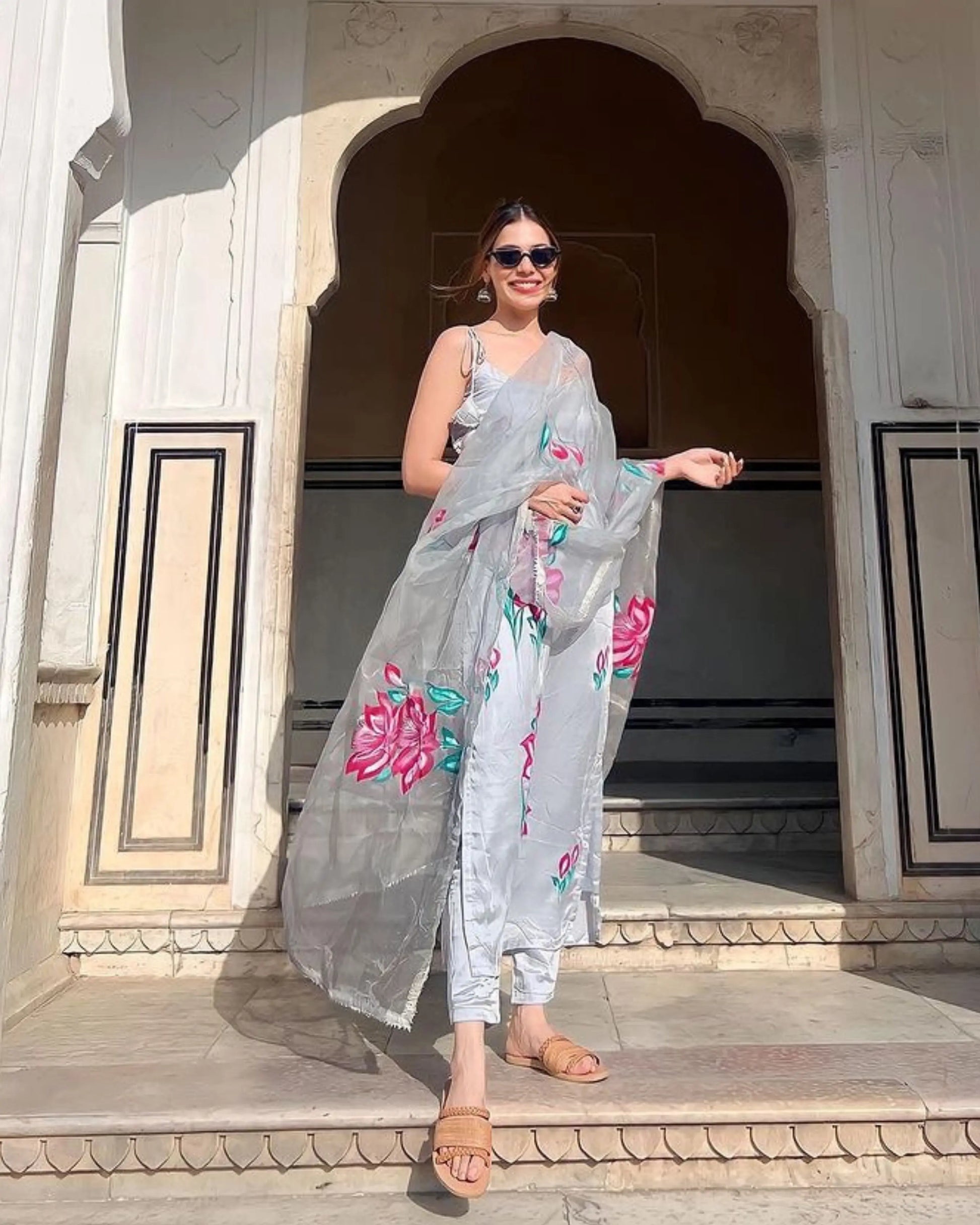 Arabic Grey Handpainted Suit Set My Store