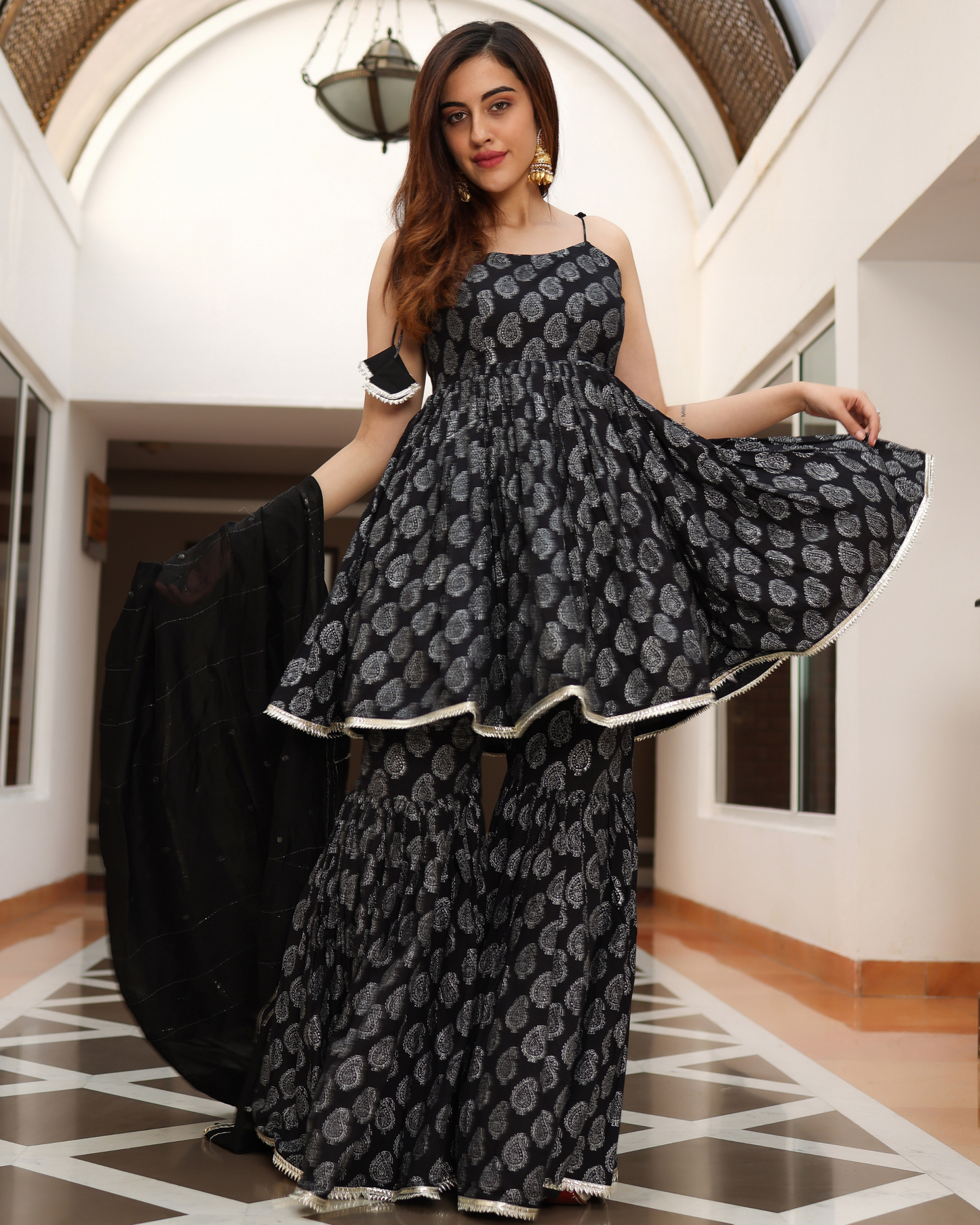 Fresh Black Handblock Sharara Set My Store