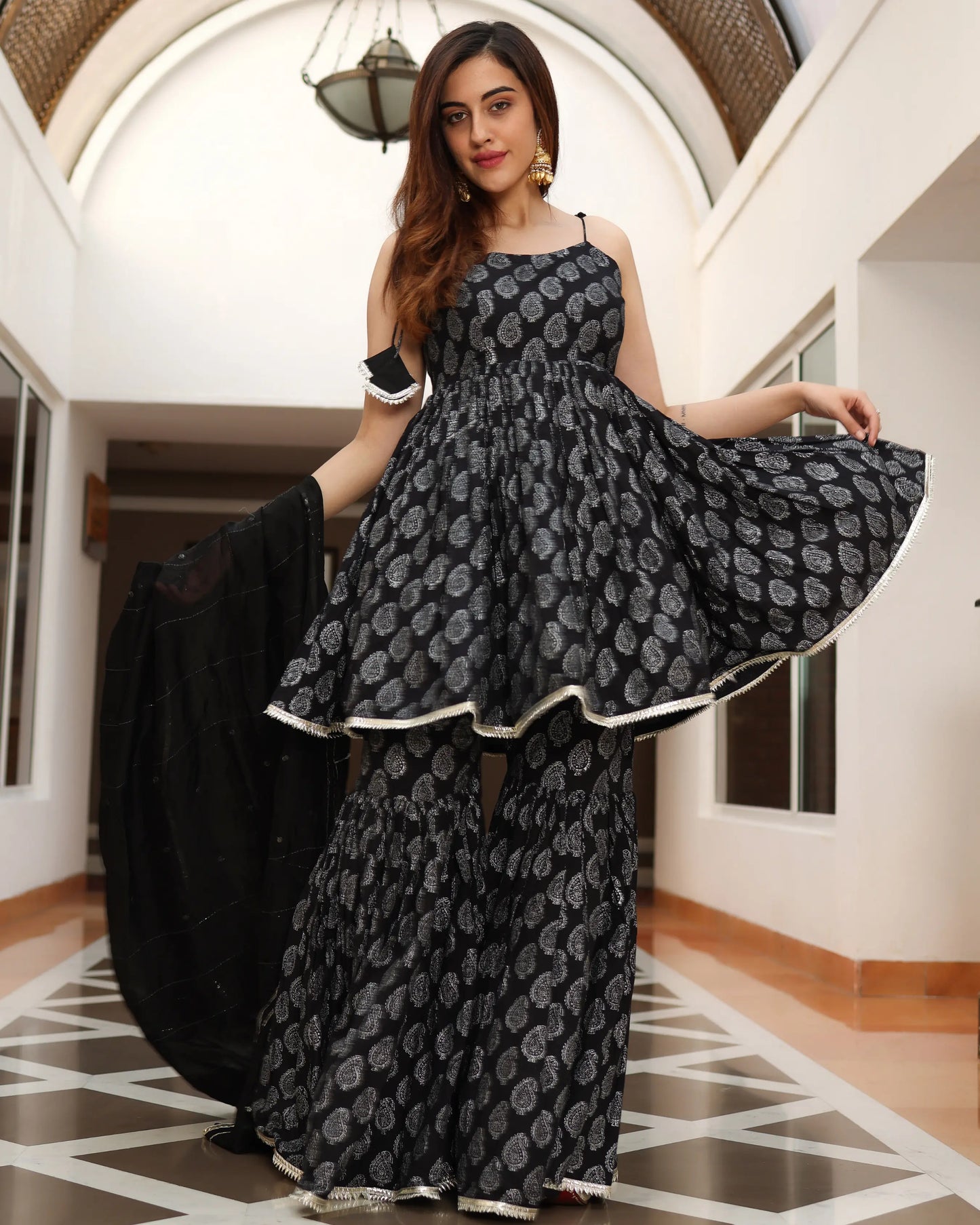 Fresh Black Handblock Sharara Set My Store
