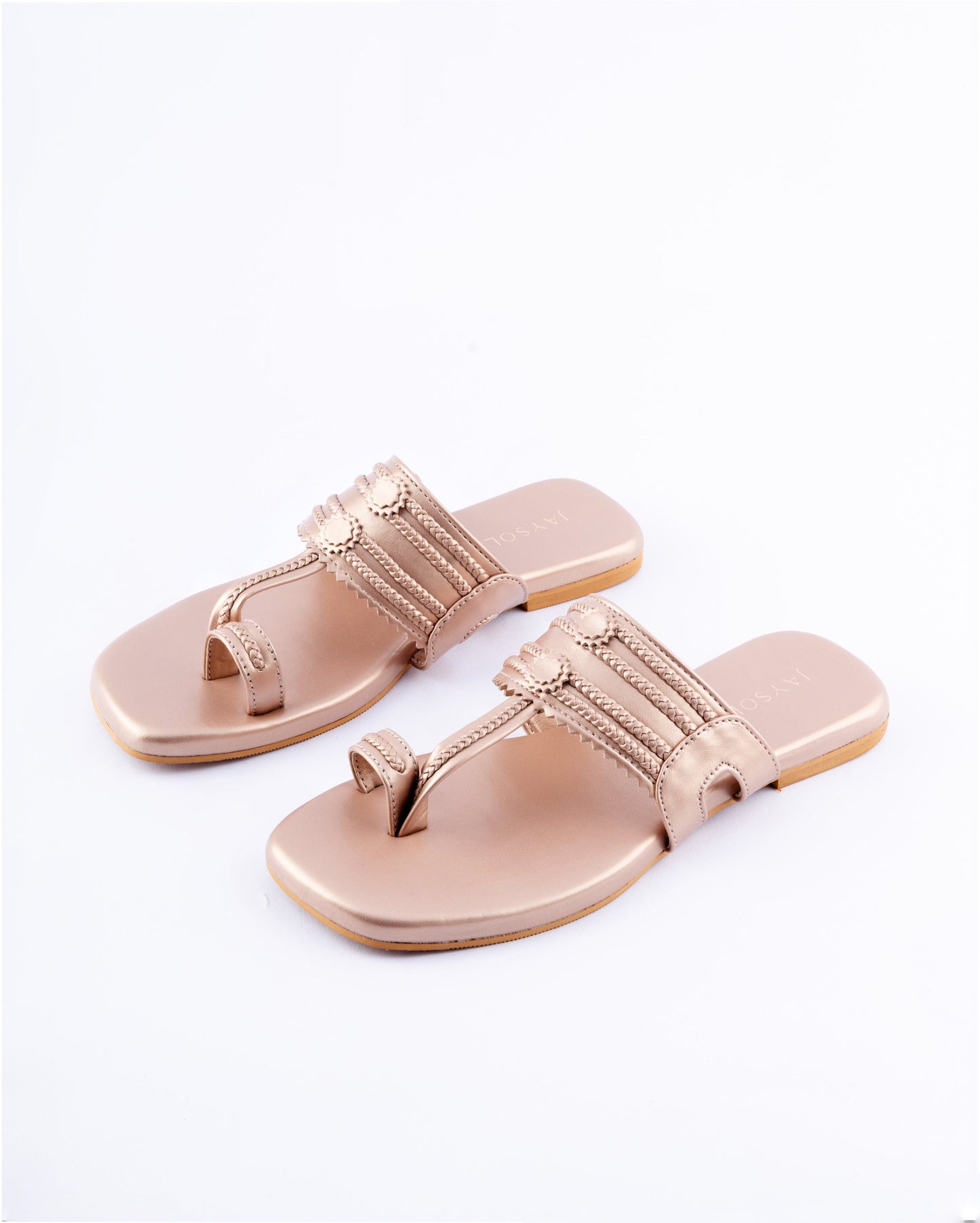 Rose Gold Solid Kolha Flats My Store