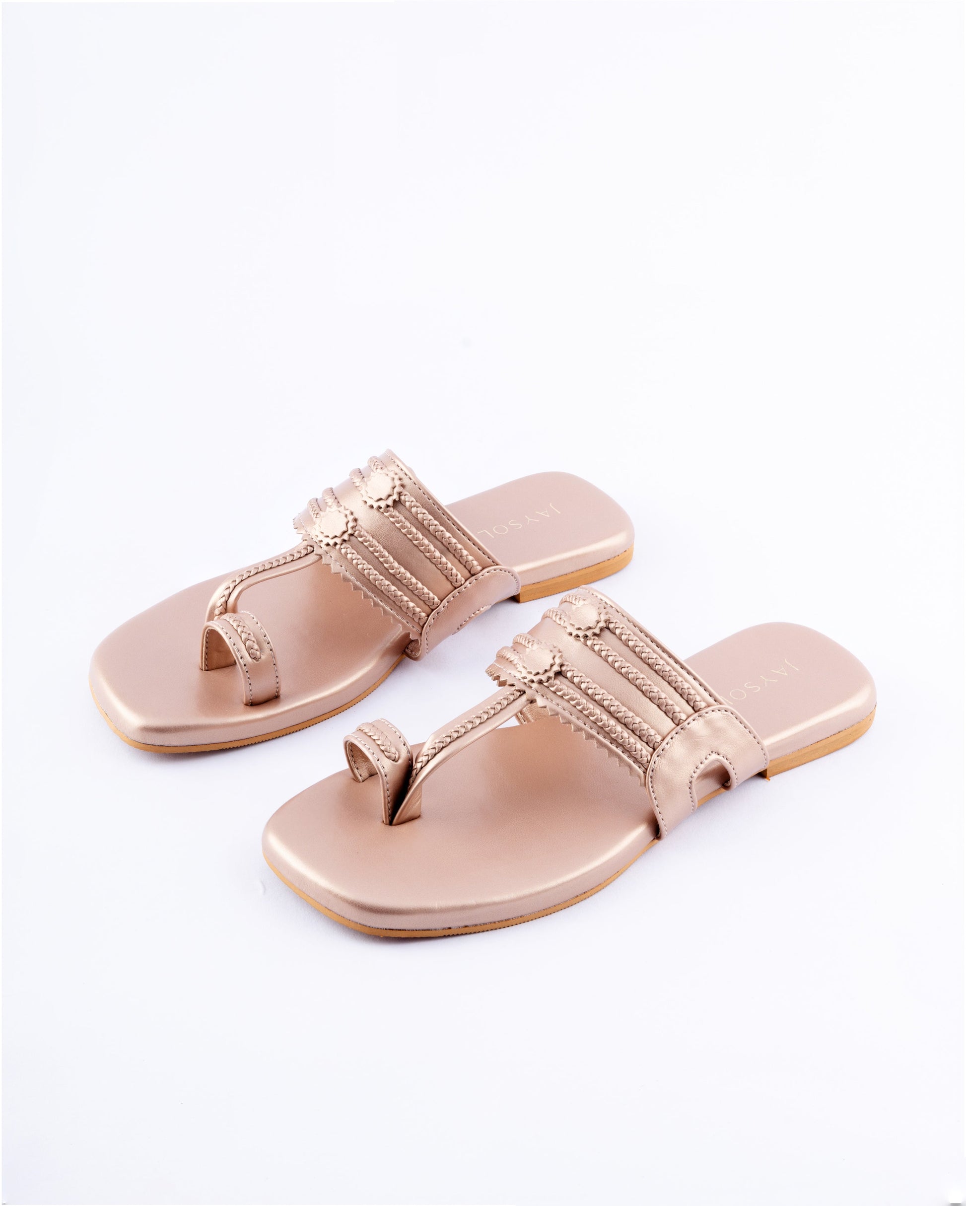 Rose Gold Solid Kolha Flats My Store